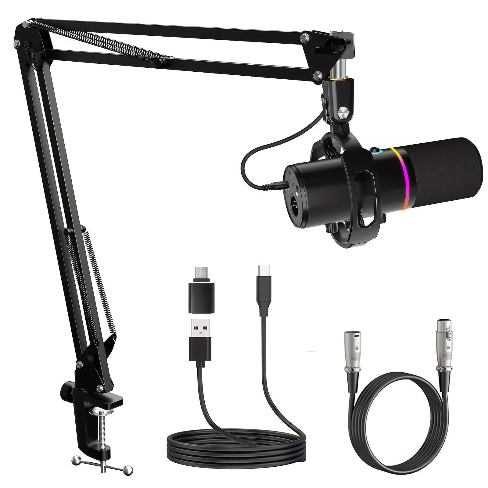 General XLR/USB Dynamic Microphone Kit, RGB Podcast Mic with Software ...
