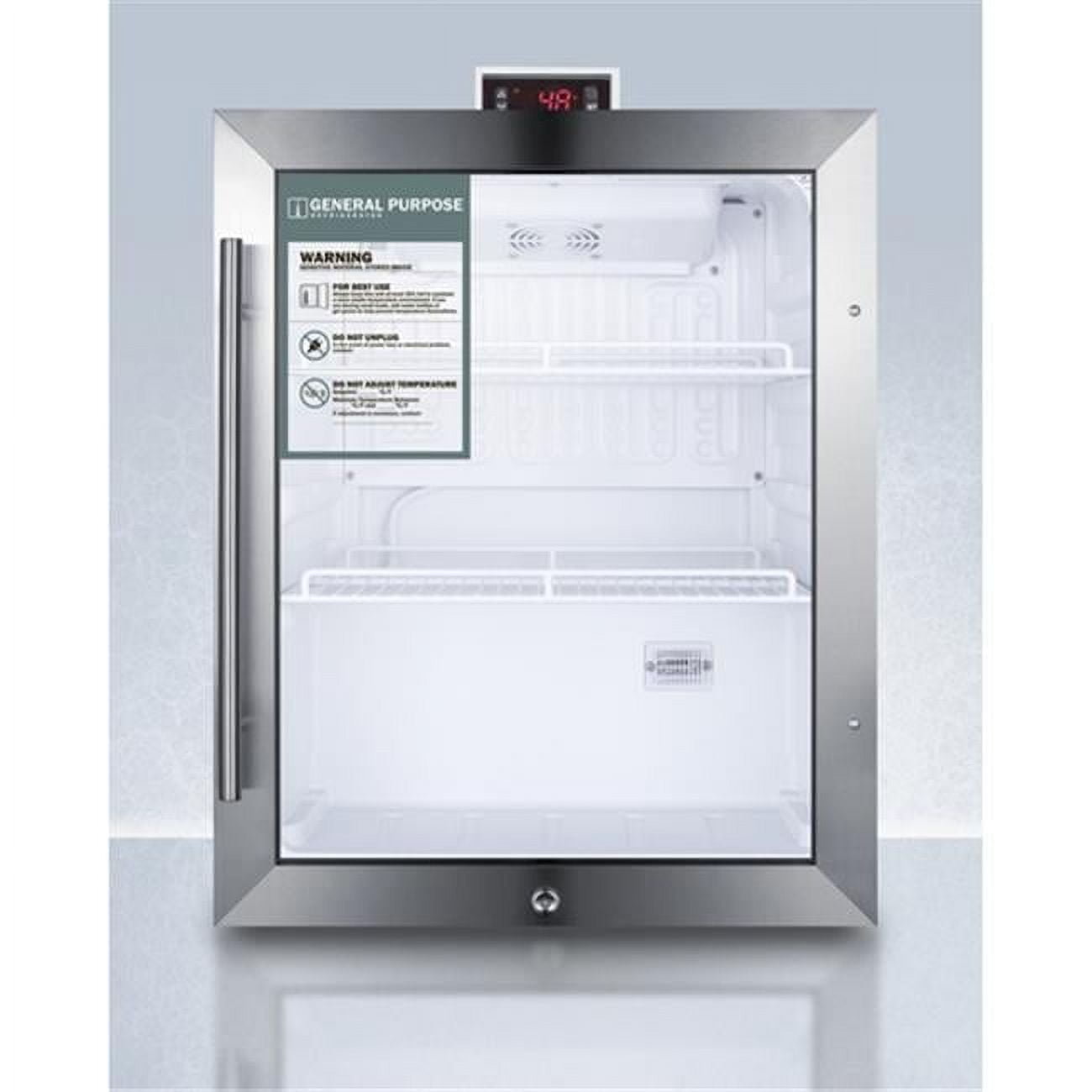 General purpose compact glass door refrigerator with lock