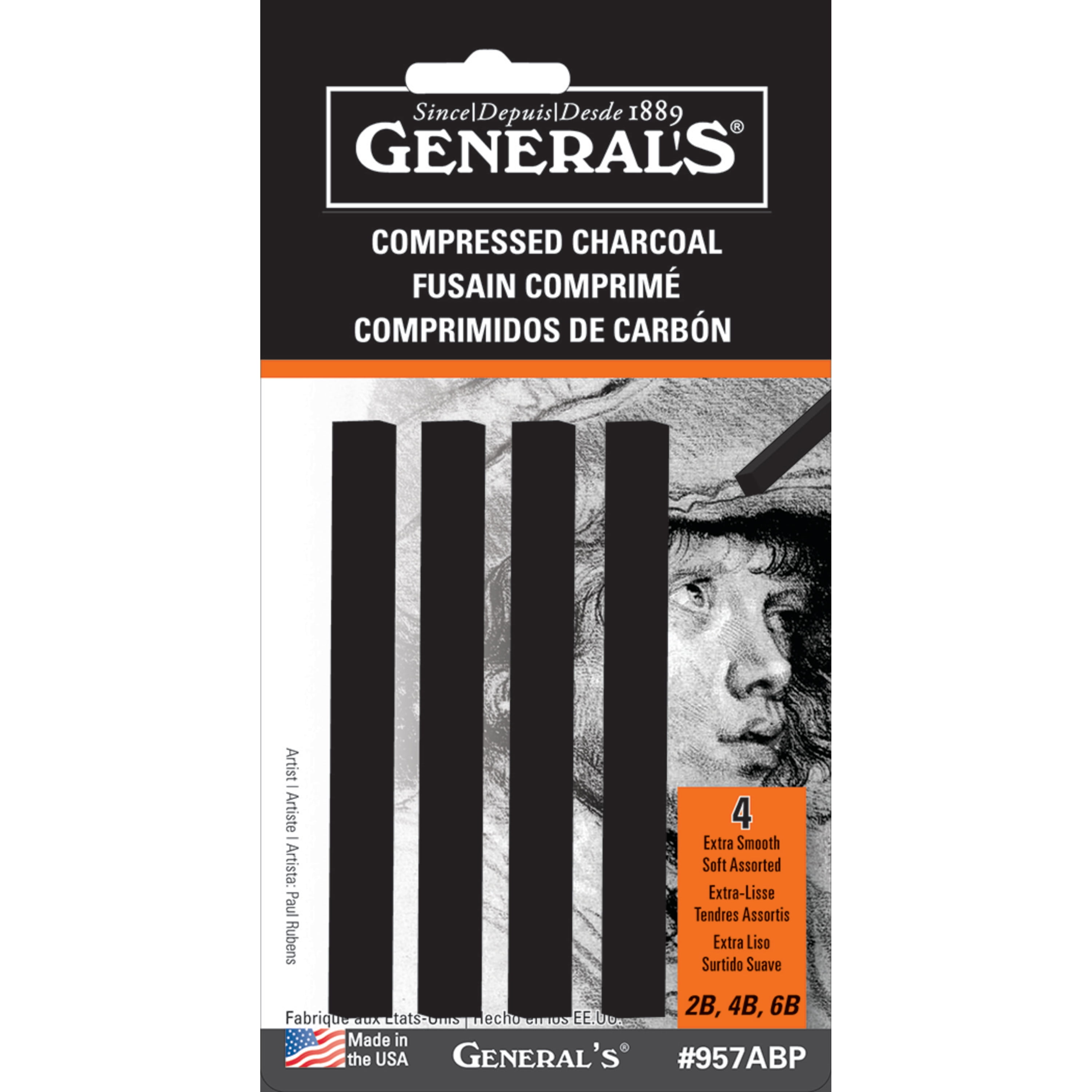 General's Compressed Charcoal Sticks – (4 Pack) White - Quality Art, Inc.  School and Fine Art Supplies