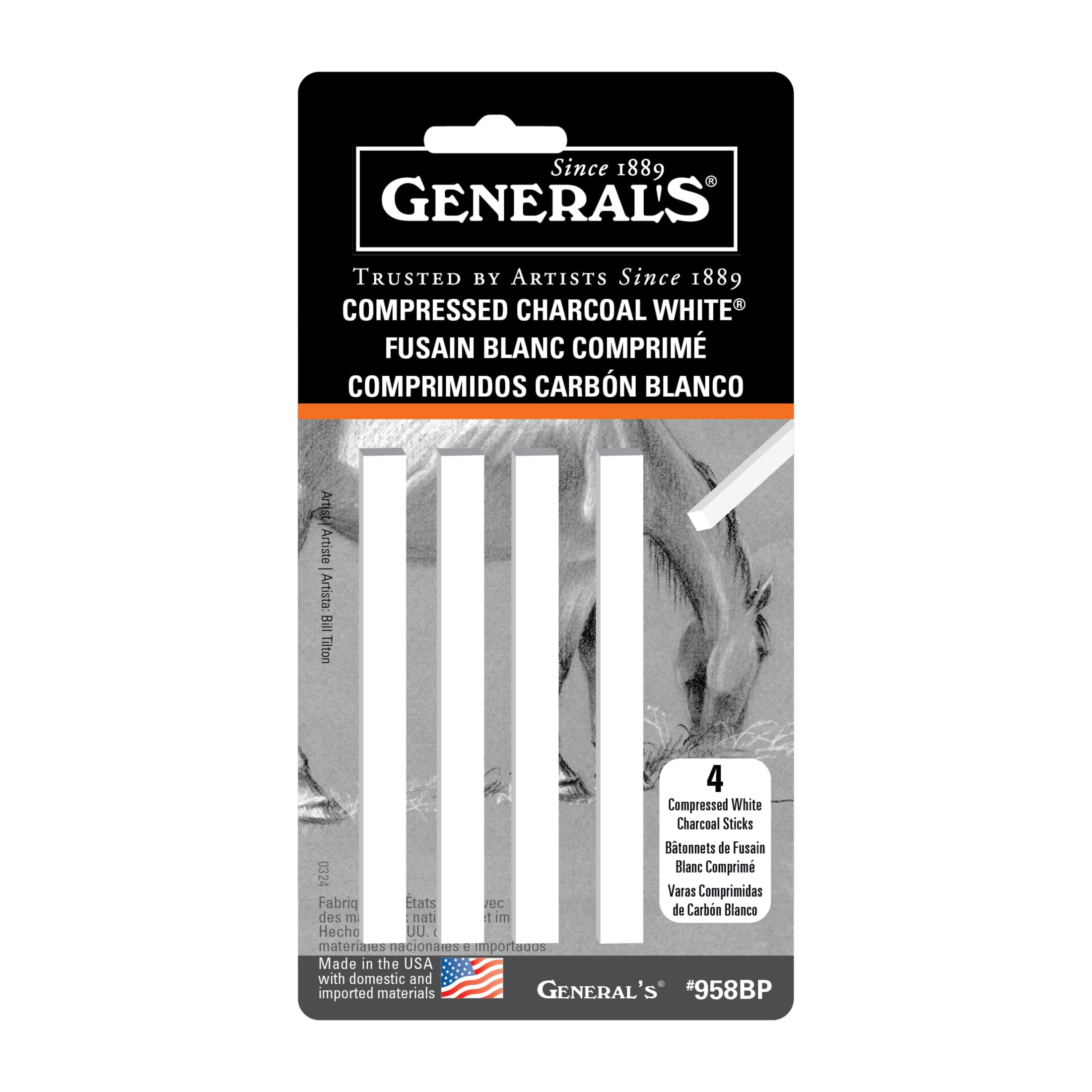 General Pencil Compressed Charcoal Set, White, 4/Pkg. General Pencil Compressed Charcoal Set, White, 4/Pkg.