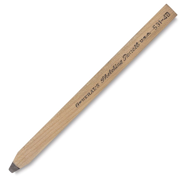 General Pencil Flat Sketching Pencils- Pack Of Twelve Soft 4B