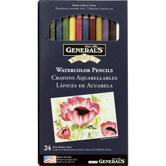 General's Kimberly Watercolor Pencils, Assorted Colors, Set of 24