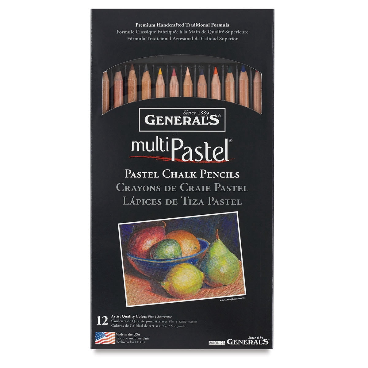 General's Pastel Chalk Pencil Set - Set of 12, Assorted Colors