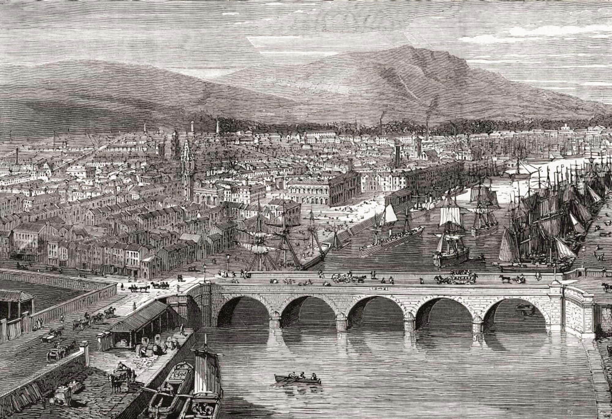 General view of Belfast Northern Ireland in the 19th century From Cities of the World published c1893 Canvas Art - Ken Welsh Design Pics (16 x 11)