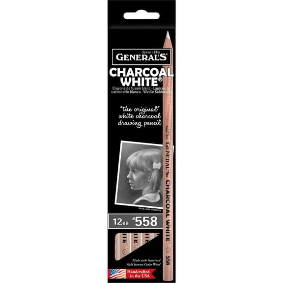 Generals Charcoal White Pencils, No 2, Pack of 12