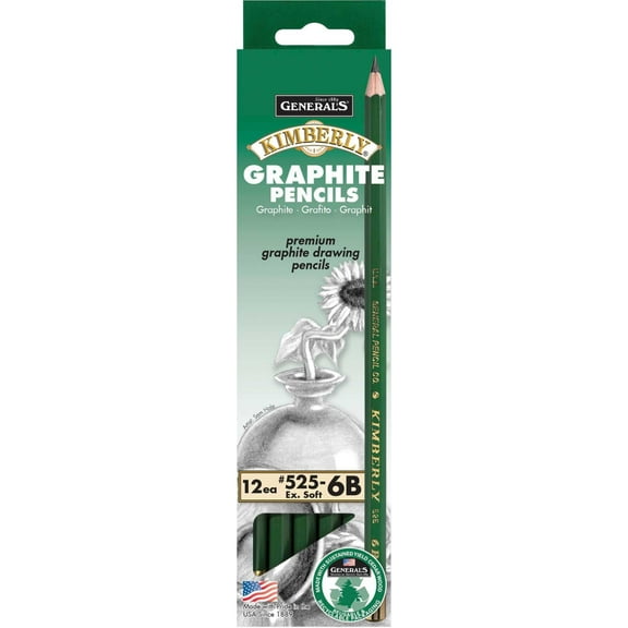 Generals Kimberly Graphite Drawing Pencils, 6B, Pack of 12