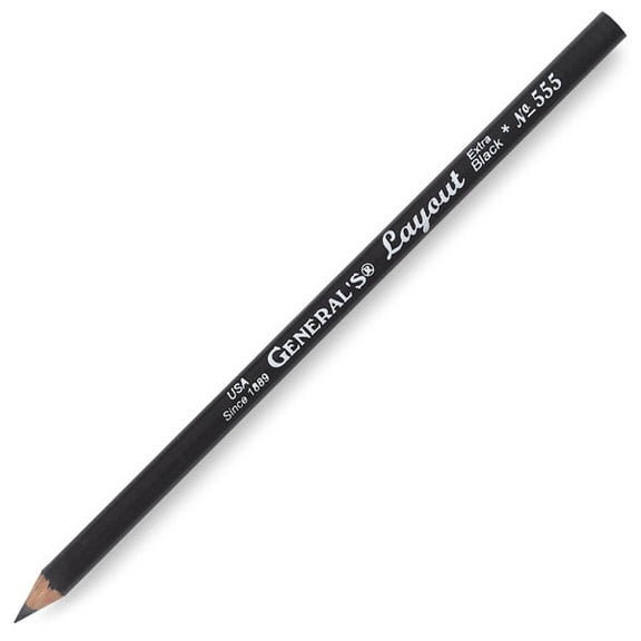 Generals Layout Pencil, Extra Black Graphite, Box of 1 Dozen (555) Multi-Colored
