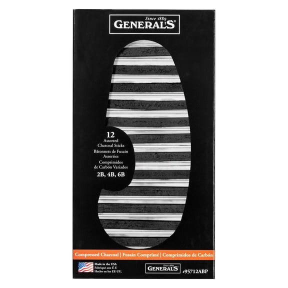 General Compressed Charcoal Stcks Set/12 Asst