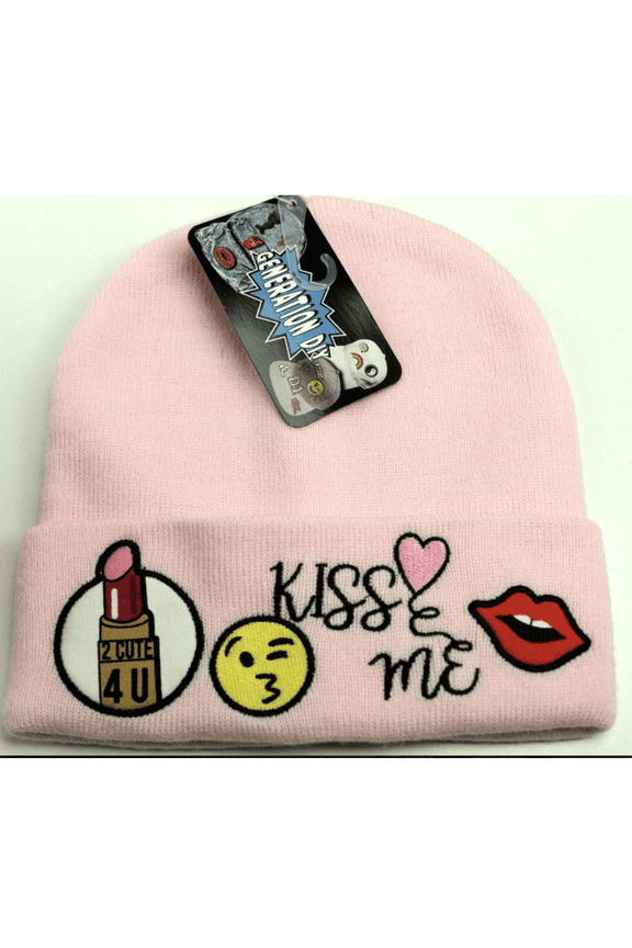 Pink Beanie with Patches