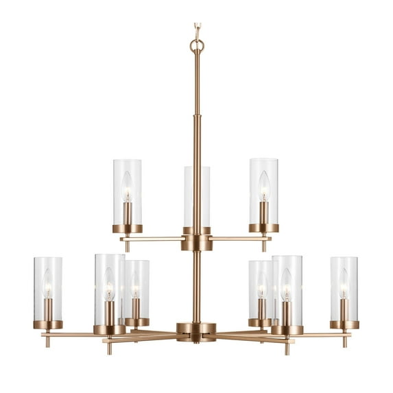 Generation Lighting 3190309 Zire 9 Light 32" Wide Outdoor Pillar Candle Chandelier - Brass