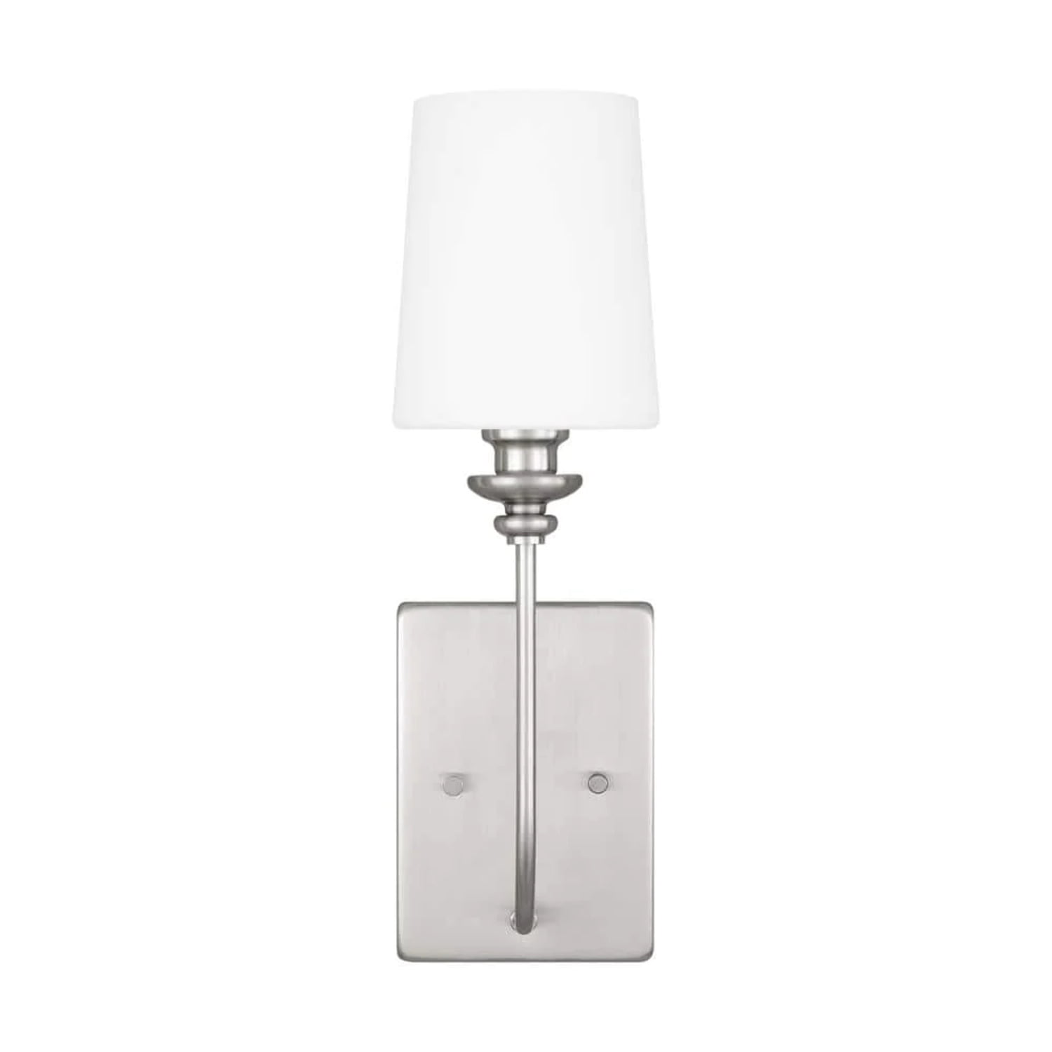 Brushed Nickel 1-Light Wall Sconce with Opal Glass Shade