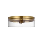 Generation Lighting CF1032BBS Garrett from Chapman & Myers-2 Light Large Flush Mount in Modern Style-18.38 Inches Wide by 6.5 Inches Tall Burnished Brass Finish with Clear Glass
