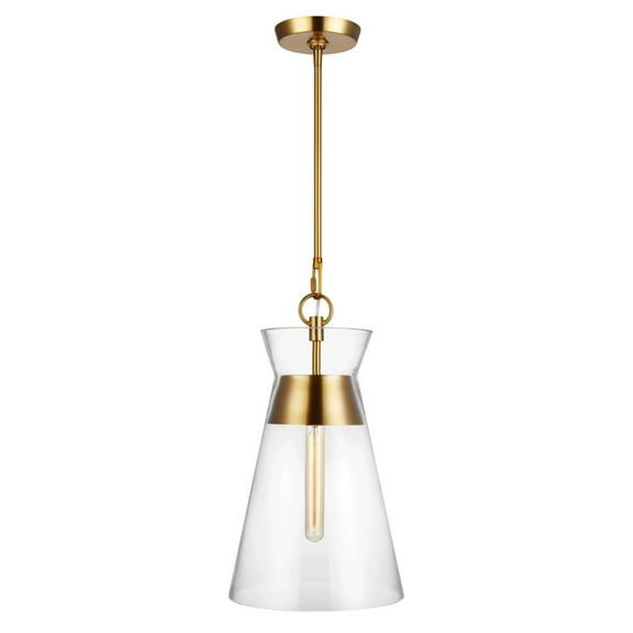 Generation Lighting CP1021BBS Atlantic from Chapman & Myers-One Light Pendant-10.63 Inches Wide by 18.13 Inches Tall Burnished Brass Finish with Clear Glass