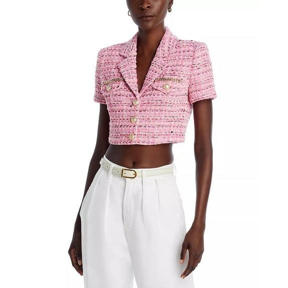 Generation Love PINK MELANGE Women's Lillith Cropped Tweed Blazer, US X-Small