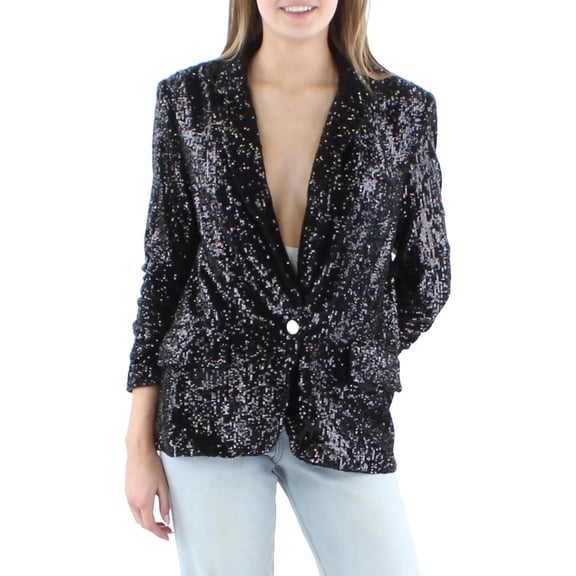 Generation Love Womens Avery Sequined Evening One-Button Blazer