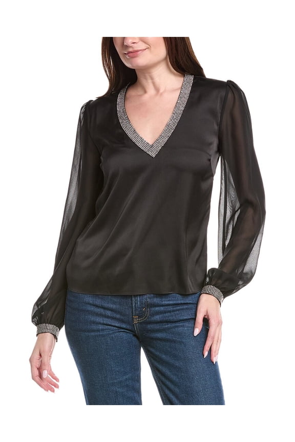 womens  Carina Crystal Blouse, xs, Black