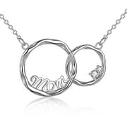 LONAGO Generation Necklace 925 Sterling Silver Interlocking Double Circles Necklace for Grandma Mom Sisters Birthday Jewelry Gifts