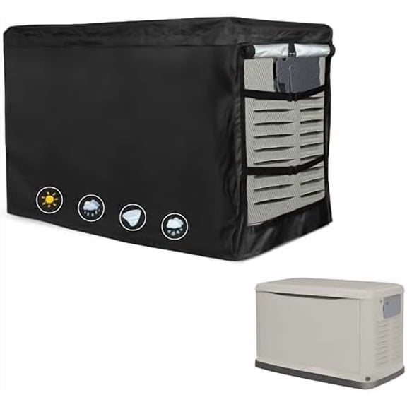 Generator Cover 600D Polyester Heavy Duty Waterproof Compatible with 7.5kW 10kW 14kW 18kW 20kW 22kW 24kW Home Standby Generator, Black$$Garden & Patio