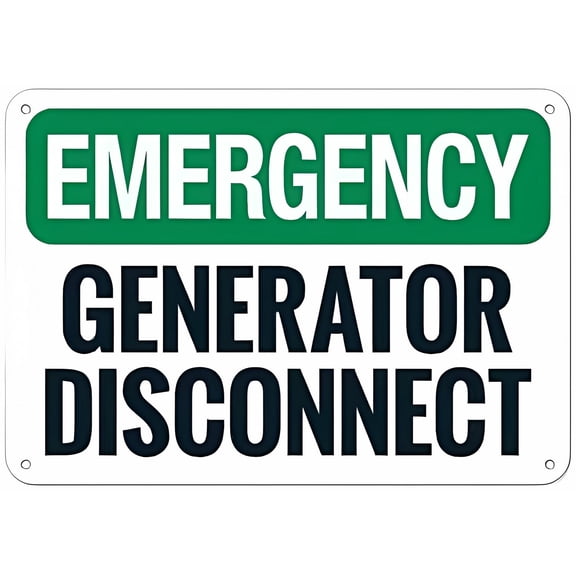 Generator Disconnect Sign NO.27793 - 8"x12" Metal Tin Sign, Clear Warning for Home Business, Generator Zone, Electrical Safety, Disconnect Alert