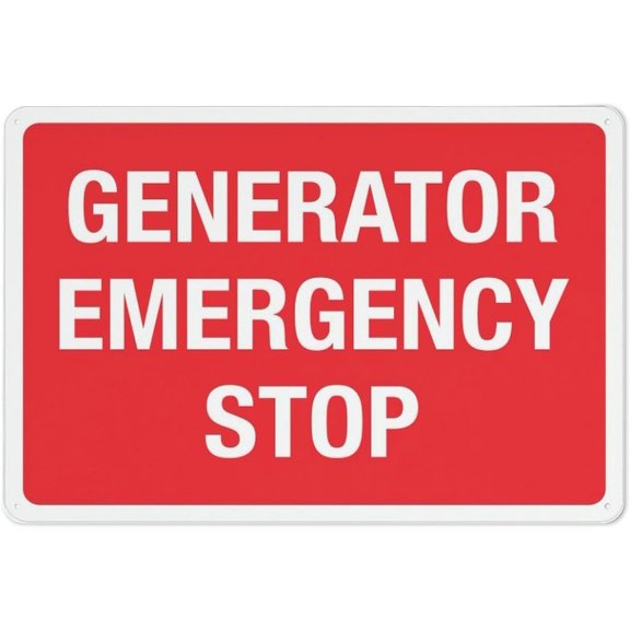 Generator Emergency Stop Red Sign 8"x12", UV Printed Rust Free Aluminum Outdoor Yard Sign, for Home Business Generator Area