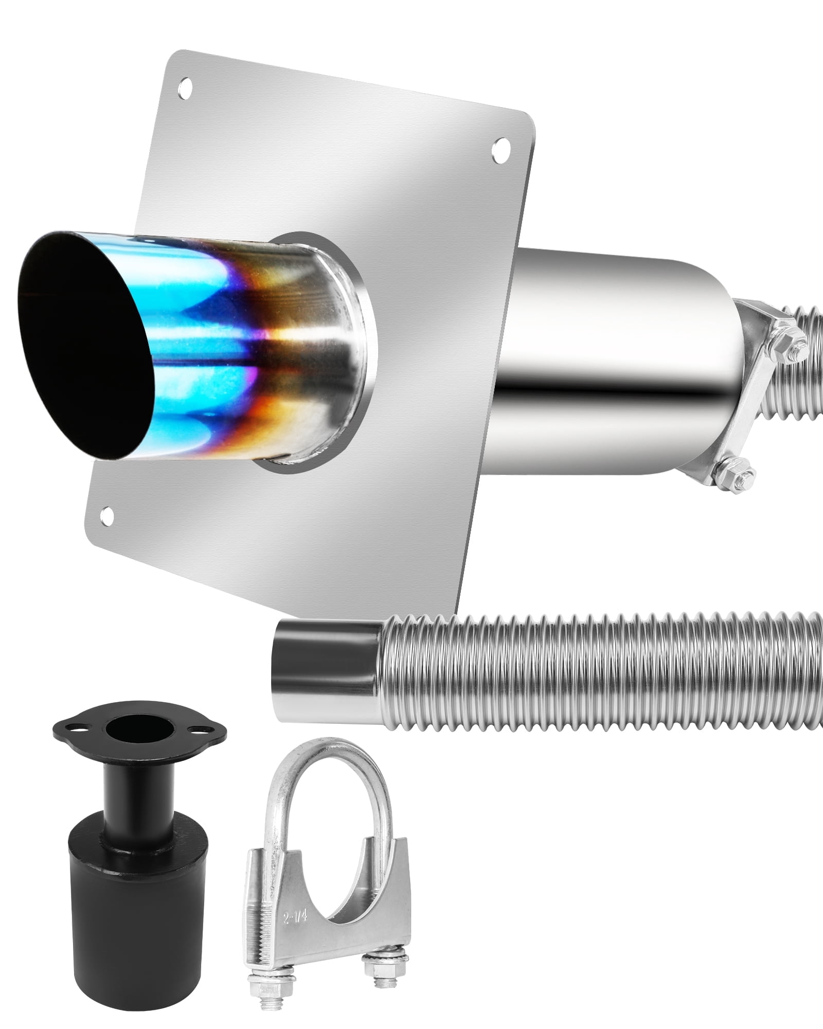 Generator Exhaust Extension Kit with Muffler And Insulated Through-Wall Mounting Plate, Exhaust Adapter, Exhaust Pipe, U-bolt Clamps, for Firman and Hond, Stainless Steel