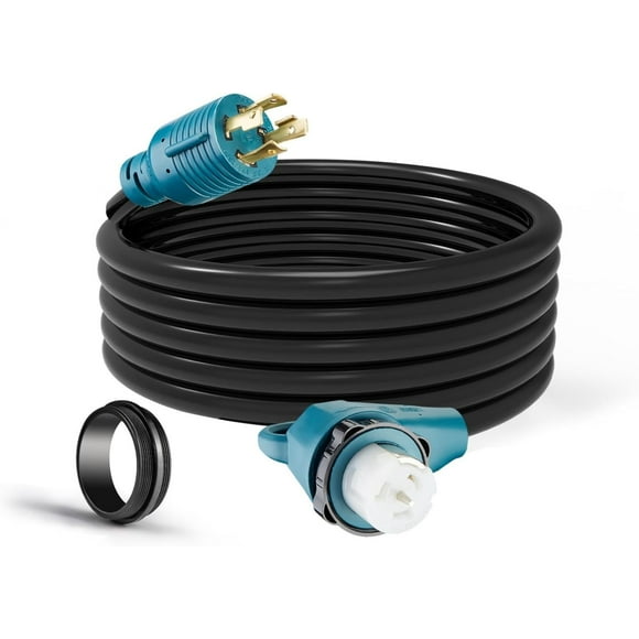 Generator Extension Cord, 30A 4 Prong Locking Generator L14-30P Male to 50A Marine Shore Power SS2-50R Female with Locking Ring 125V/250V (15FT)