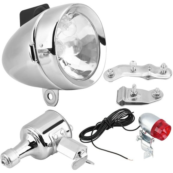 Generator Headlight Kit,12V 6W Friction Generator Dynamo Headlight Tail Light Kit for  Motorized Bike, Headlight Tail Light Kit