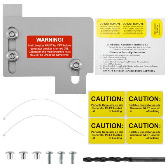 Generator Interlock Kit Compatible with CH Series 150 and 200 amp Panels Generator Horizontal Electrical Interlock Kit Aluminum Alloy Generator Safety Interlock Switch Kit for Main Breaker