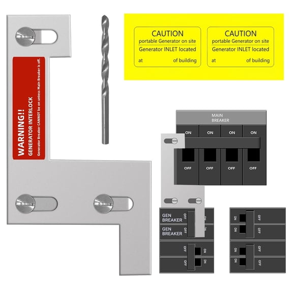 Generator Interlock Kit Compatible with ITE,Gould and Murray 150or 200Amp Panelfor Siemens 150 Amp Panel1 1/4 Inch Spacing Between Main Circuit Breaker and Generator Circuit BreakerInterlock