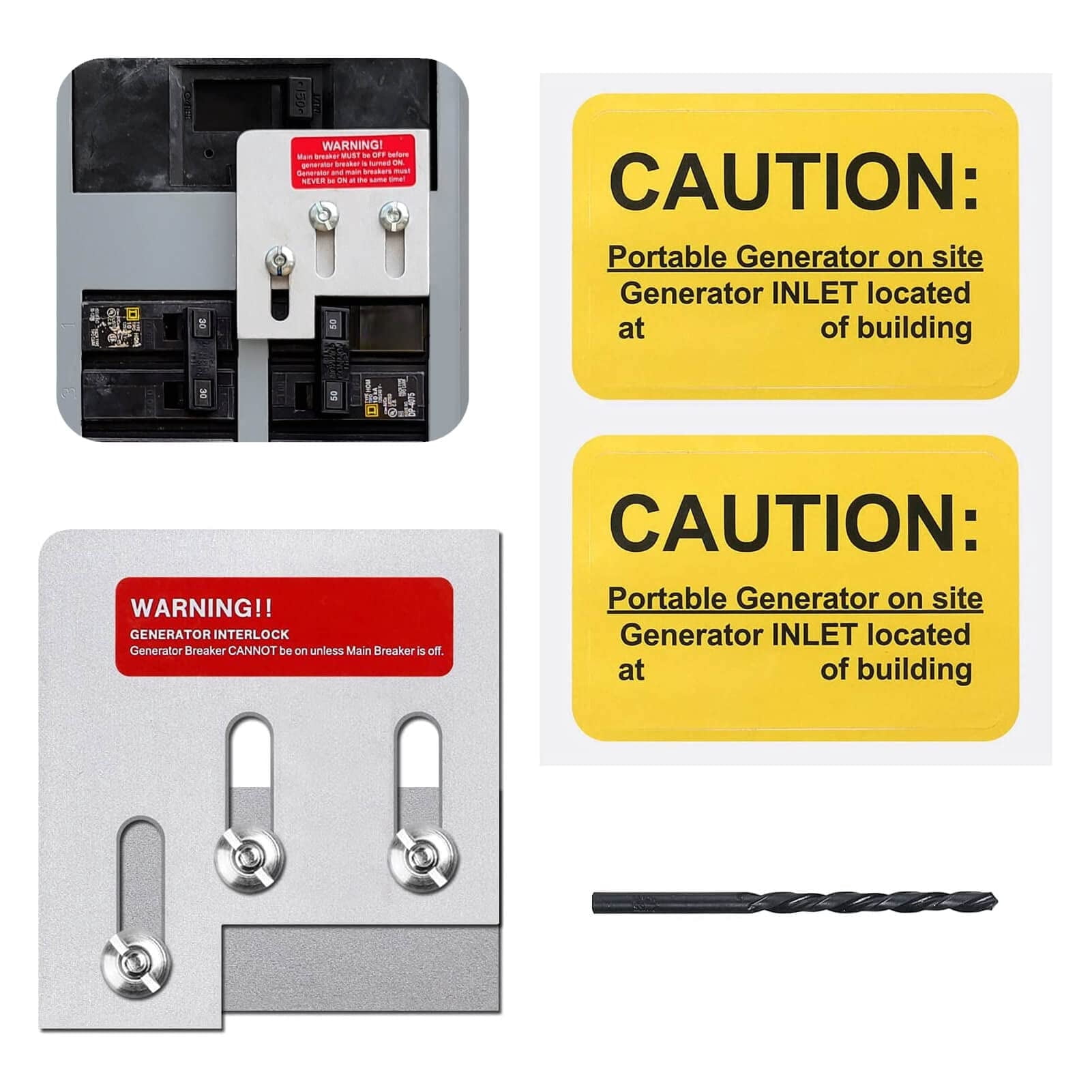 Generator Interlock Kit Compatible with Square D QO or Homeline 150 or 200 amp panels. 1 3/8 inches Spacing between main and generator breaker, Professional and Interlock Kit(SD-200A)