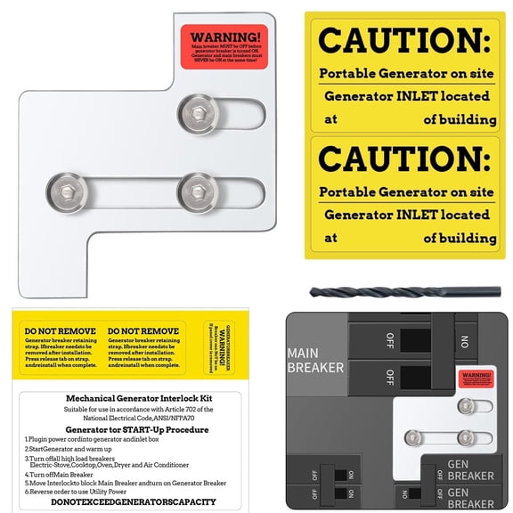 Generator Interlock Kit for GE 150/200 Amp Panels, 1 1/4" Spacing Between Main and Branch Breaker, Safe Electrical Transfer Switch Kit