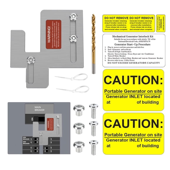 Generator Interlock Kit Suitable for Eaton Cutler Hammer BR and CH Series 150/200 Amp Panel,Professional Electrical Interlock Kit,1 1/4 to 1 7/16" Spacing between Main and Branch Breaker (EAT-PN200)