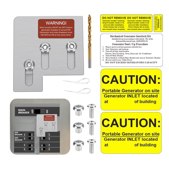 Generator Interlock Kit Suitable for Square D QO or Homeline 150 or 200 amp Panels,Professional Electrical Interlock Kit,1 3/8" Spacing between Main and Branch Breaker (SD200A)