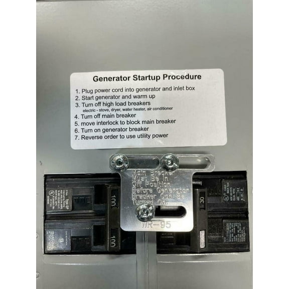 Generator Interlock WR-95 Compatible with Siemens, Murray or ITE 100 amp sub Panel