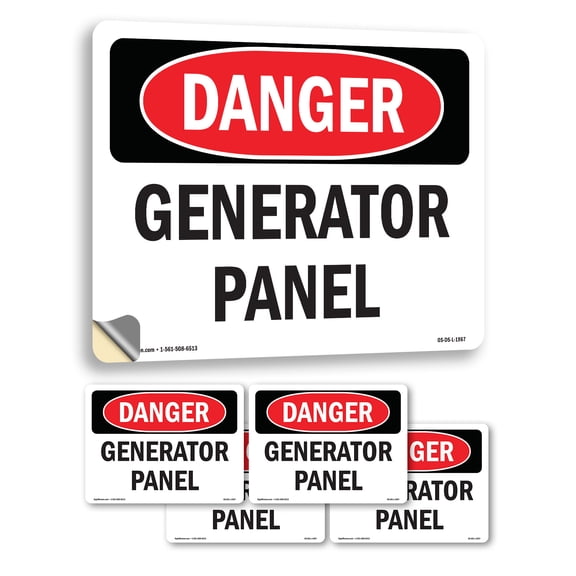 Generator Panel OSHA Danger Vinyl Decal Label 5 Inch x 3.5 Inch - 5 Pack