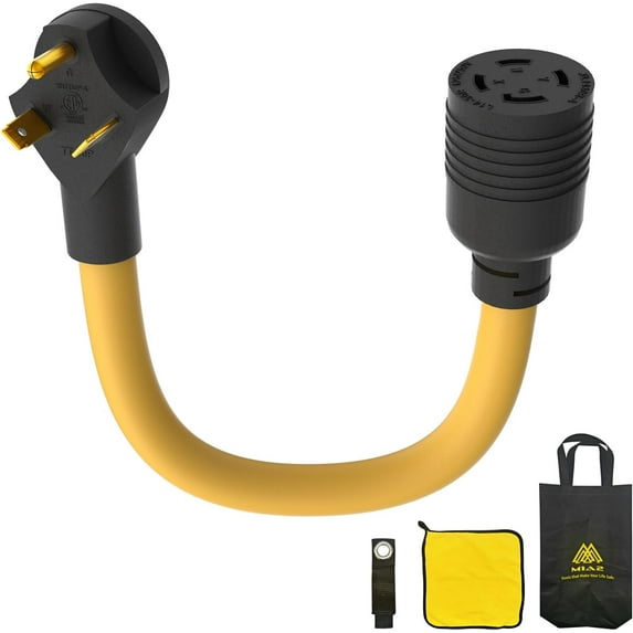 Generator/RV Transfer Switch Adapter Cord, NEMA TT-30P to L14-30R, 30Amp, 3 Prong to 4 Prong Generator Plug Adapter, 1.5FT