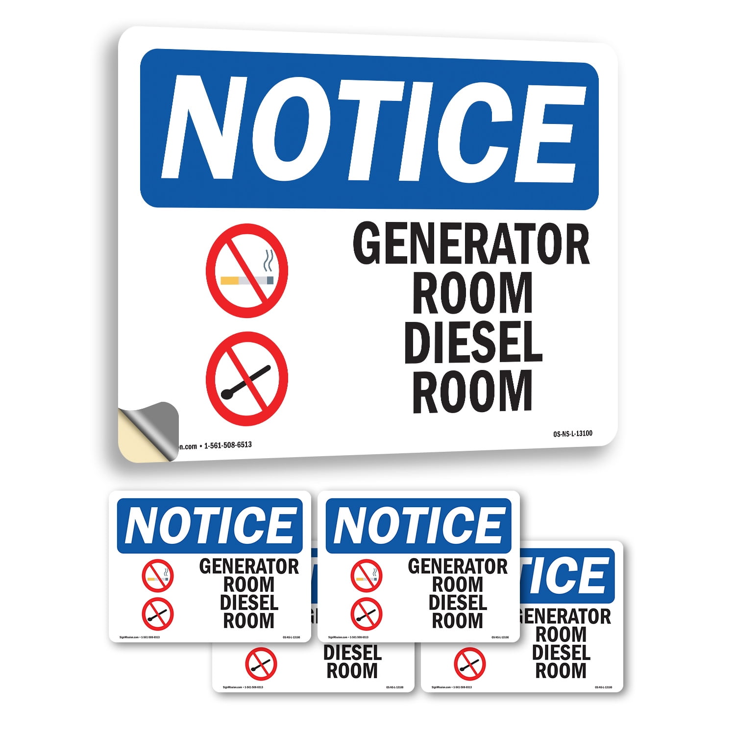 Generator Room Diesel Fuel With Symbol OSHA Notice Vinyl Decal Label 14 ...