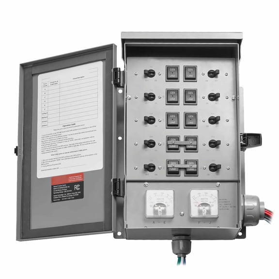 Generator Transfer Switch 30 Amp 10 Circuit Manual Transfer Kit - NEMA L14-30P Inlet - 7500W Compatible - NEMA 3R