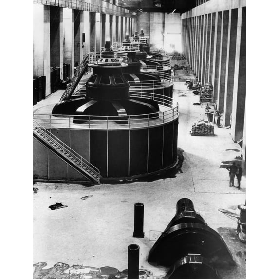 Generators At Hoover Dam Power House History (18 x 24)