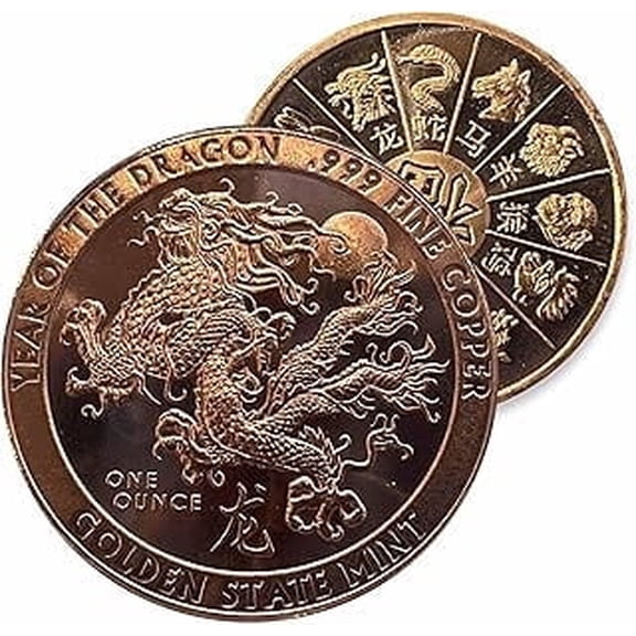 Generic 1 oz Year Of The Dragon 1 Oz .999 Pure Fine Copper