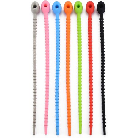 Generic 10 Pcs 214x13.5x12mm Multicolor Silicone Rubber Cable Ties Bead Thread Tie Wraps Reusable Zip Ties Stringing Materials for DIY Bracelets Necklace Beading Jewelry Making and Crafts Mixed Color