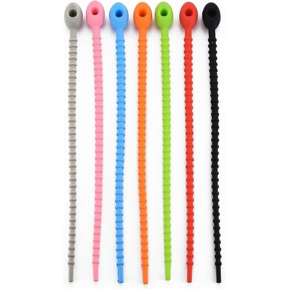 Generic 10 Pcs 214x13.5x12mm Multicolor Silicone Rubber Cable Ties Bead Thread Tie Wraps Reusable Zip Ties Stringing Materials for DIY Bracelets Necklace Beading Jewelry Making and Crafts 10pcs