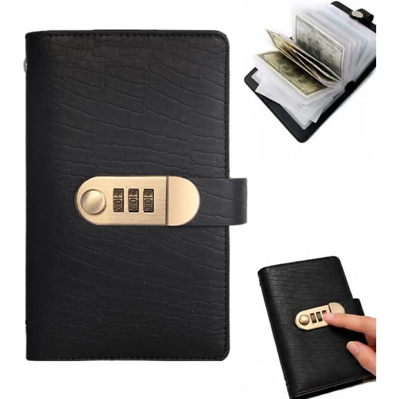 Generic 100 Envelopes Money Saving Challenge Book with Password Lock,7"×4.2" Savings Challenges Book Budget Planner with Cash Envelopes