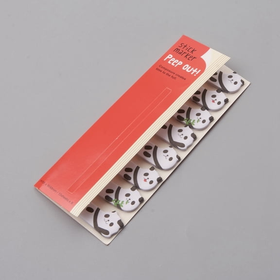 Generic 10Pcs 1200 Sheets Cute Animal Sticker Index Tabs 14x46.5mm Black Memo Pad Sticky Notes Kawaii Panda Cartoon Pattern Index Tabs Self-Stick Note