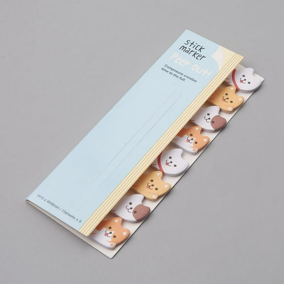 Generic 10Pcs 1200 Sheets Cute Animal Sticker Index Tabs 15x47.5mm Colorful Memo Pad Sticky Notes Kawaii Dog Cartoon Pattern Index Tabs Self-Stick Note Pads for DIY handcrafting
