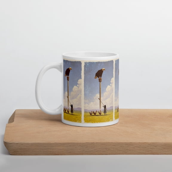 Generic 11oz Ceramic Coffee Mug, Watcher Above the Field Design, 11 oz