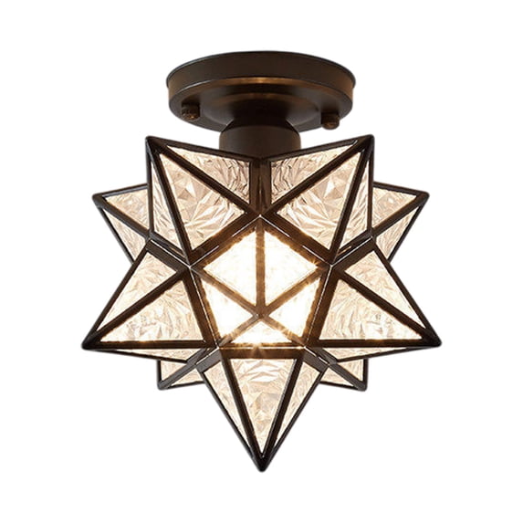 Black Diamond Pattern Five Point Star Ceiling Lamp For Hallway Corridor Flush Mount Crystal Style Easy Installation Decorative Lighting Compact Size Home Fixture