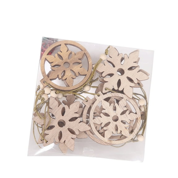 Generic 12 pcs Wooden Snowflakes Ornaments, Wood Cutouts Christmas Tree Hanging Ornaments for Crafts, Rustic Xmas Decorations