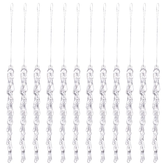 Generic 12pcs Icicle Ornaments Clear Plastic Icicle Christmas Ornaments Acrylic Clear icicles for Christmas Tree Decoration