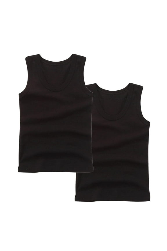 2 PC Toddler Boys Girls Summer Tank Tops Sleeveless Solid Basic Shirts Cotton Athletic Undershirts Vest for 2-14 Years